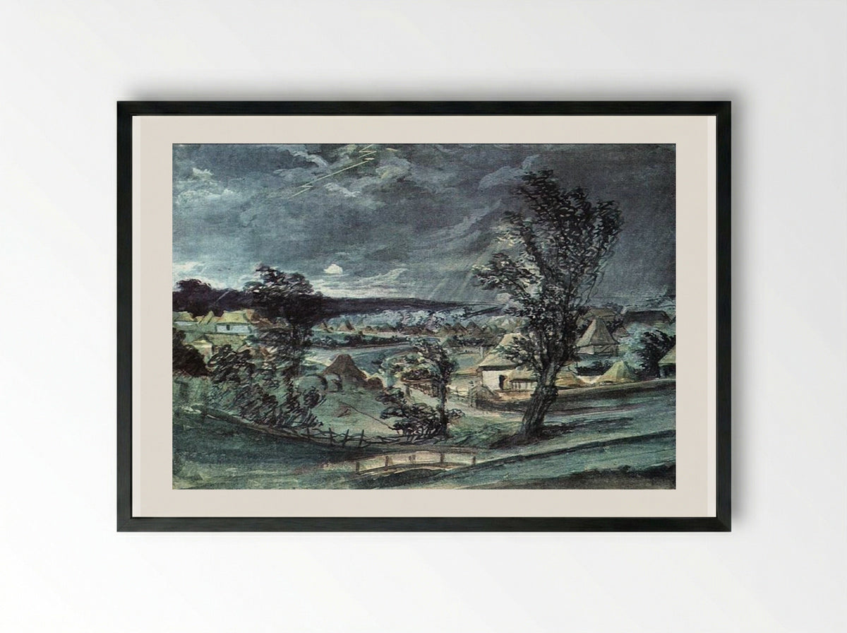 The Storm Over the Grove - Vasily Tropinin - Framed Print Black