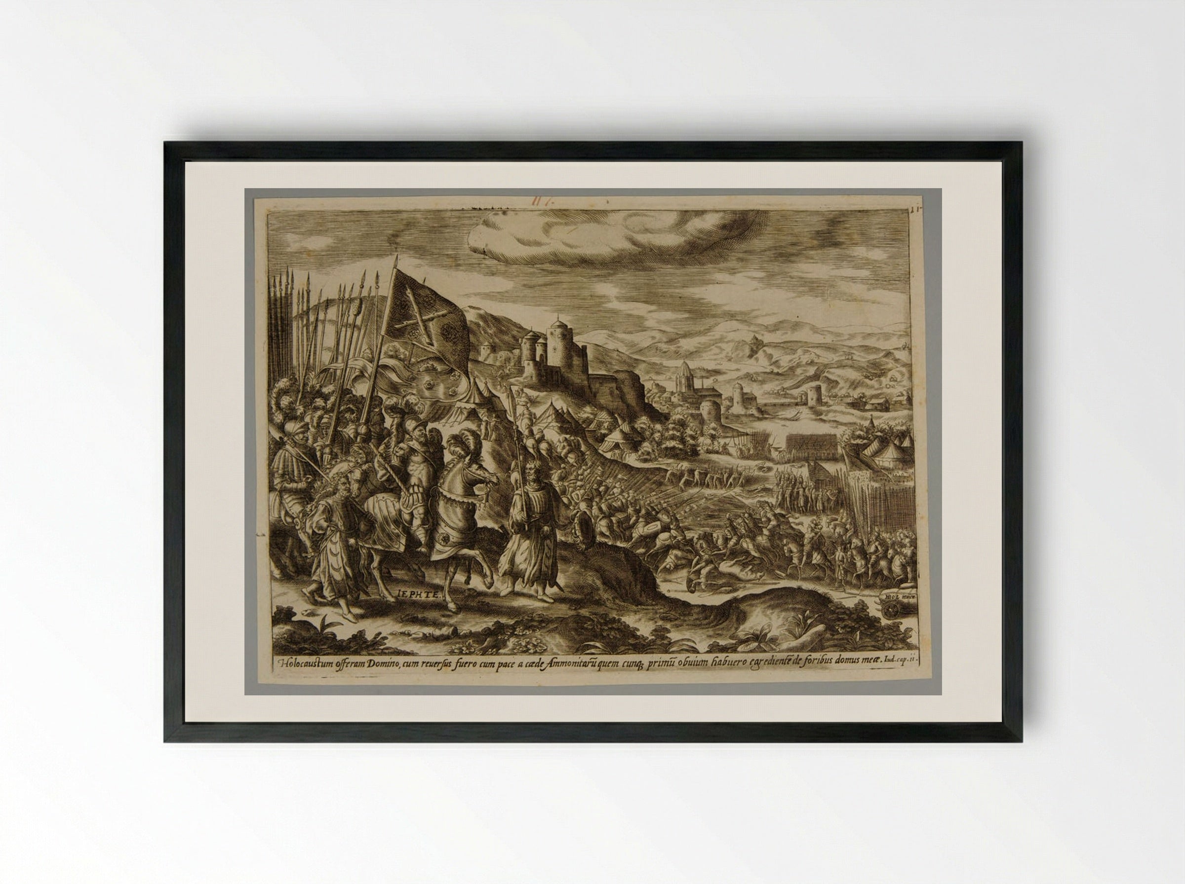 The Story of Jephta, Pl. I - Gerard de Jode - Framed Print Black
