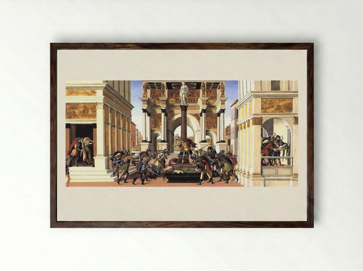 The Story of Lucretia - Sandro Botticelli - Framed Print Dark Wood