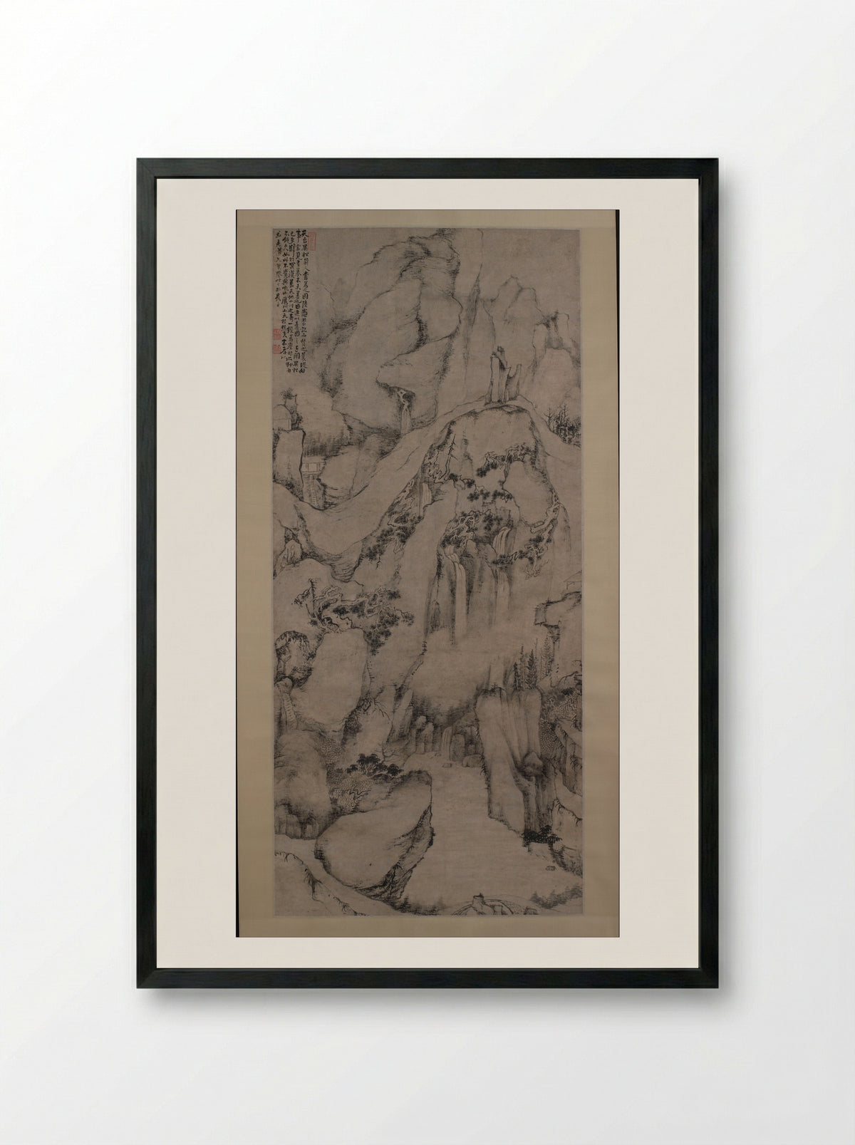 The Strange Pines of Mount Tiantai - Dai Benxiao - Framed Print Black