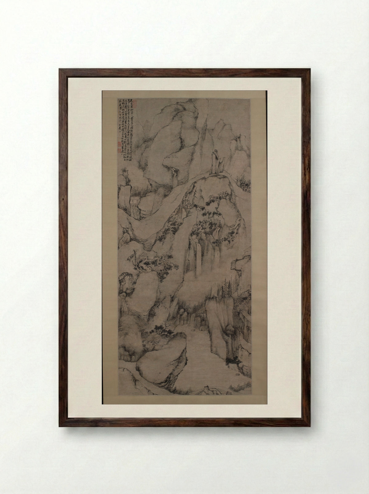 The Strange Pines of Mount Tiantai - Dai Benxiao - Framed Print Dark Wood