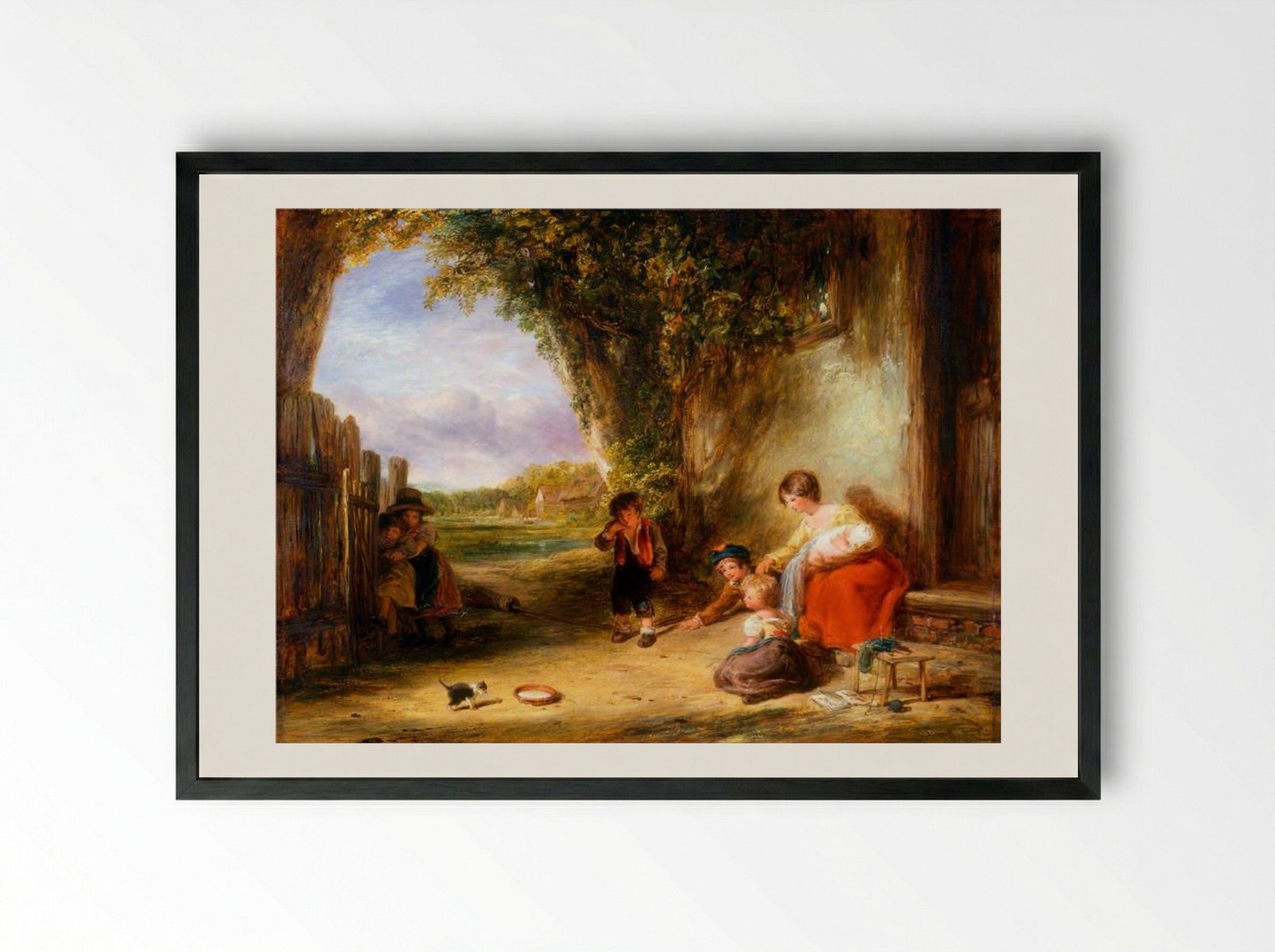 The Stray Kitten - William Collins - Framed Print Black