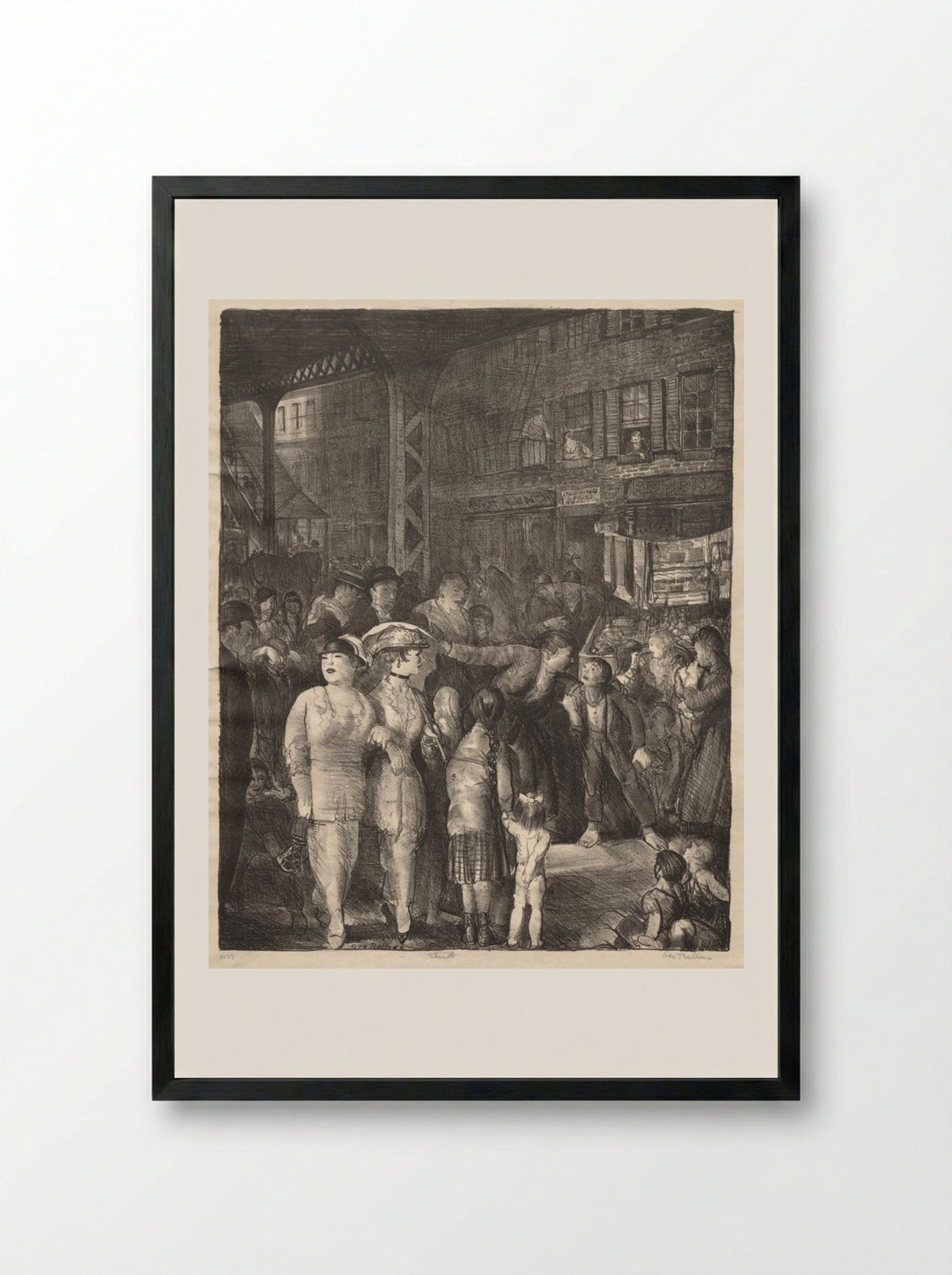 The Street - George Bellows - Framed Print Black