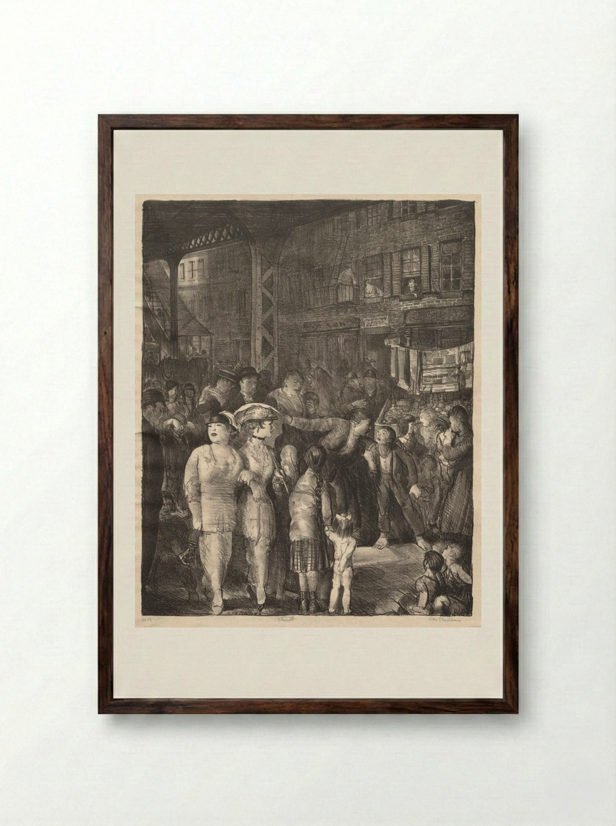The Street - George Bellows - Framed Print Dark Wood