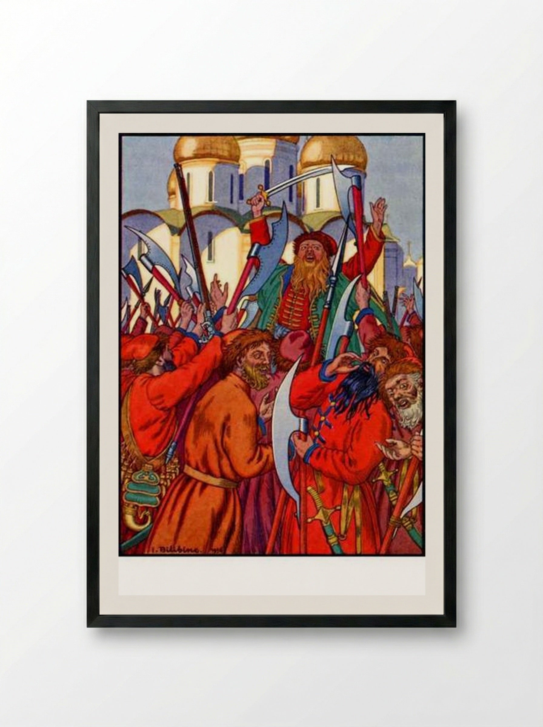 The Streltsy Uprising - Ivan Bilibin - Framed Print Black