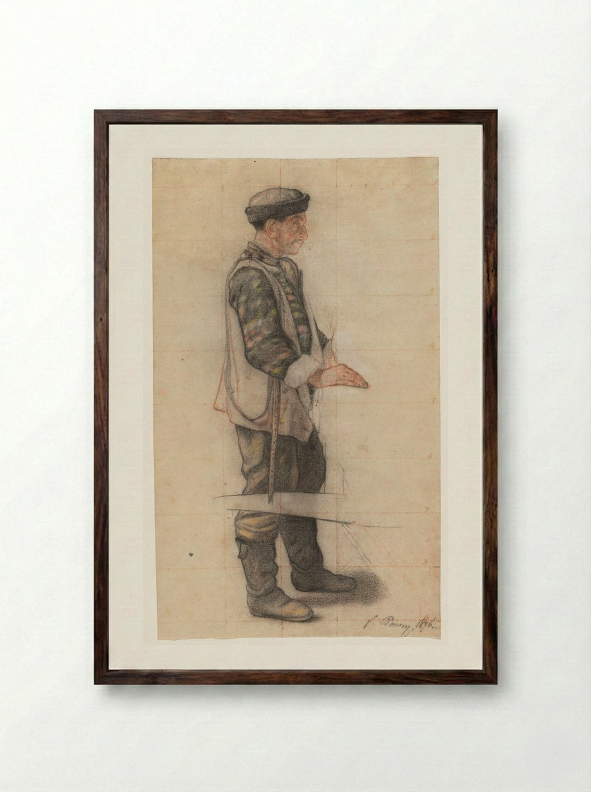 The Stretcher Bearer (Study for Le Couvreur tombé) - François Bonvin - Framed Print Dark Wood