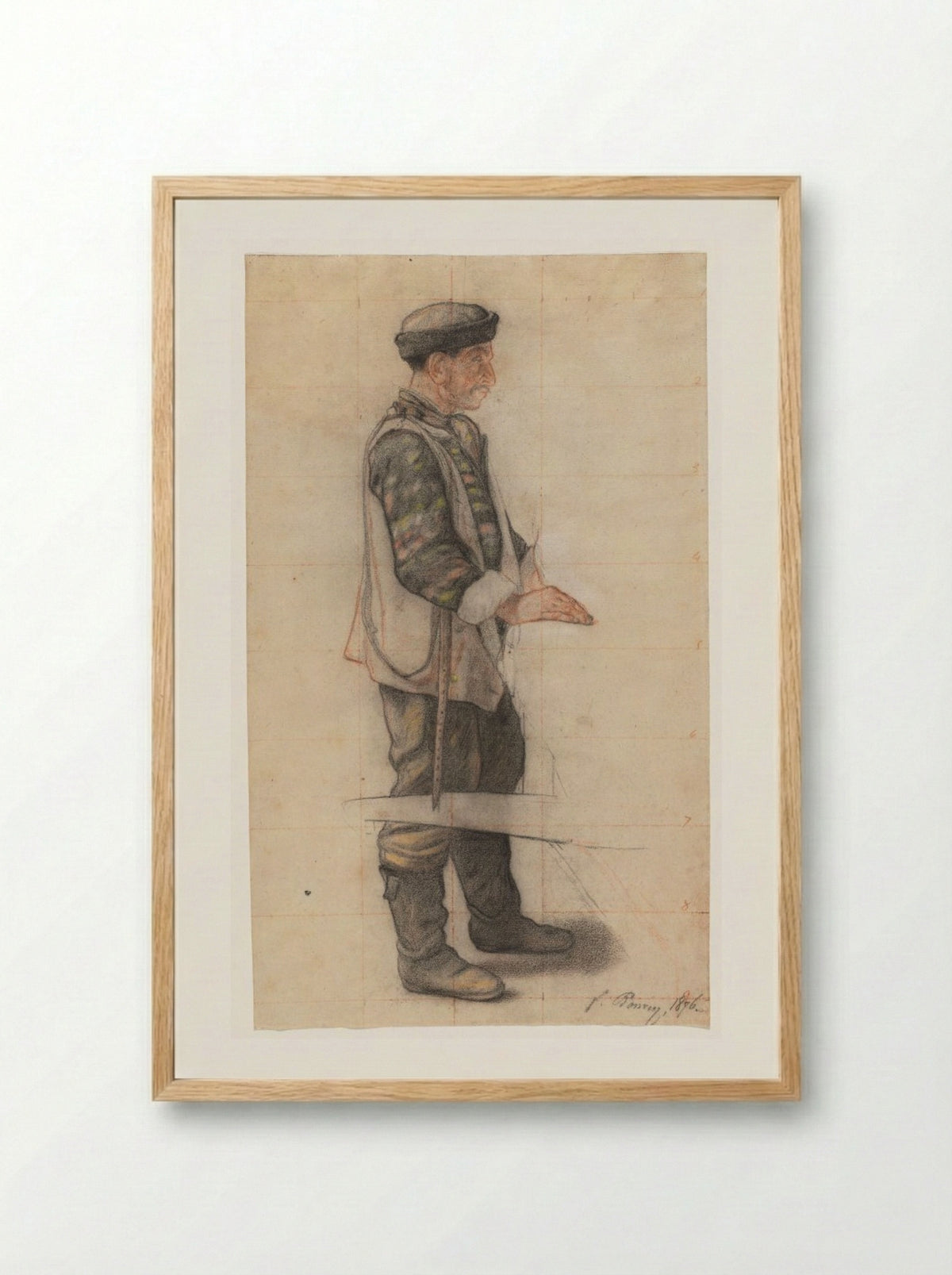 The Stretcher Bearer (Study for Le Couvreur tombé) - François Bonvin - Framed Print Wood