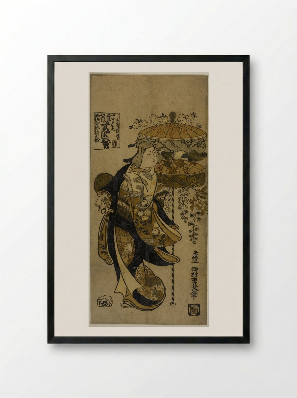 The Sumiyoshi Dance - Nishimura Shigenaga - Framed Print Black