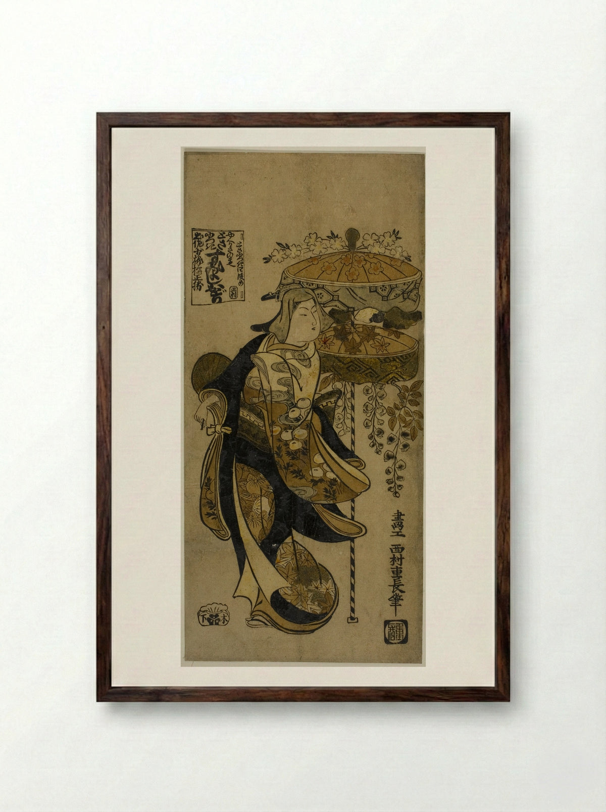 The Sumiyoshi Dance - Nishimura Shigenaga - Framed Print Dark Wood