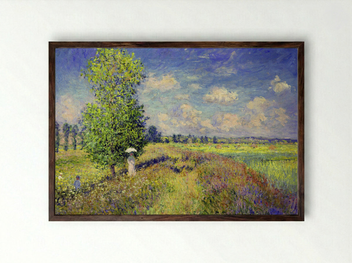 The Summer, Poppy Field - Claude Monet - Framed Print Dark Wood