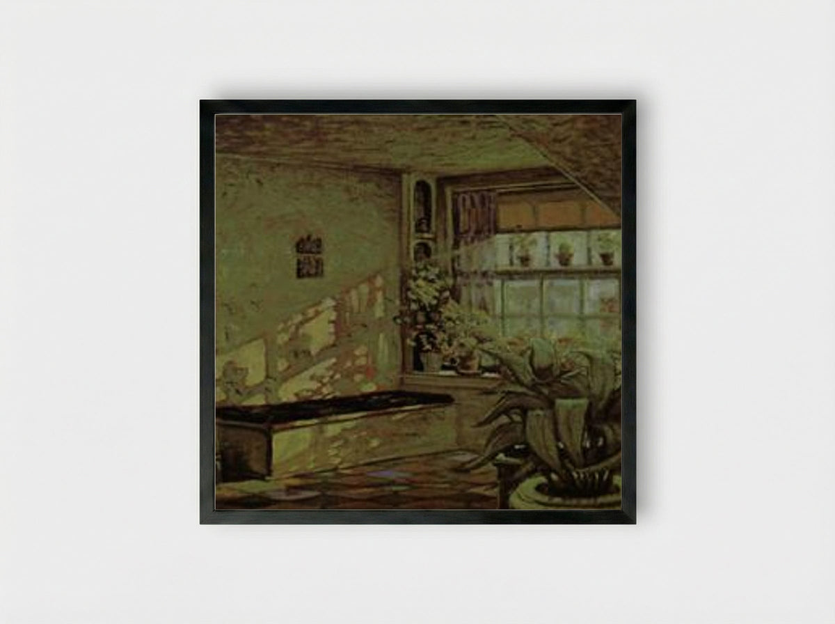 The Sun Shine on the Corner - Grant Wood - Framed Print Black