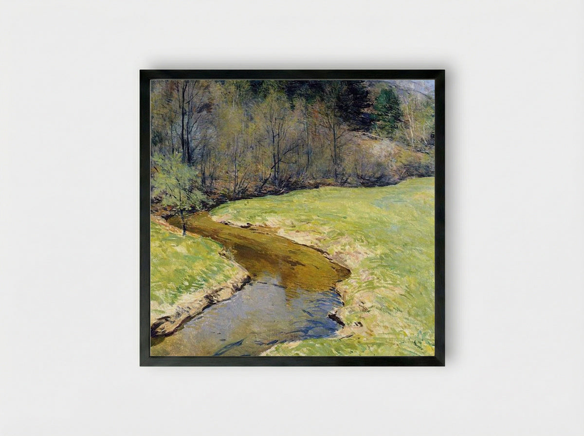 The Sunny Brook, Chester, Vermont - Willard Metcalf - Framed Print Black