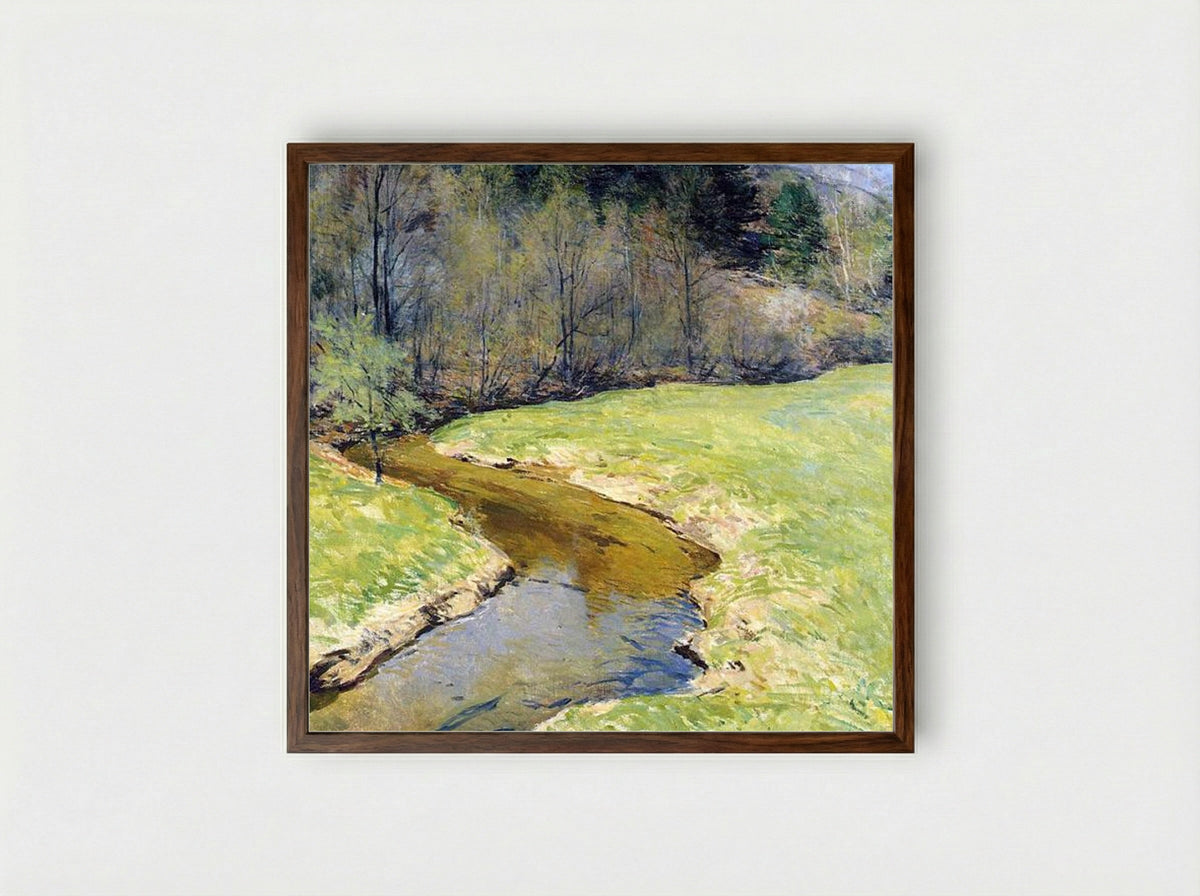 The Sunny Brook, Chester, Vermont - Willard Metcalf - Framed Print Dark Wood