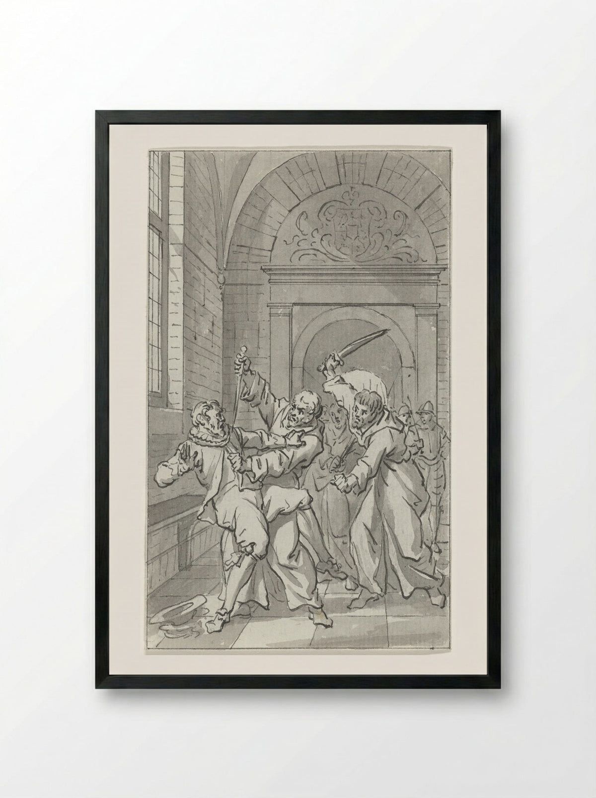 The Surprise Attack on the Spanish Garrison at Loevestein Castle - Jacobus Buys - Framed Print Black