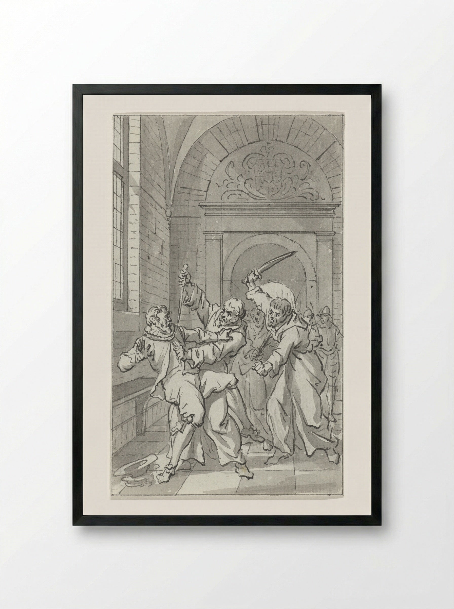 The Surprise Attack on the Spanish Garrison at Loevestein Castle - Jacobus Buys - Framed Print Black