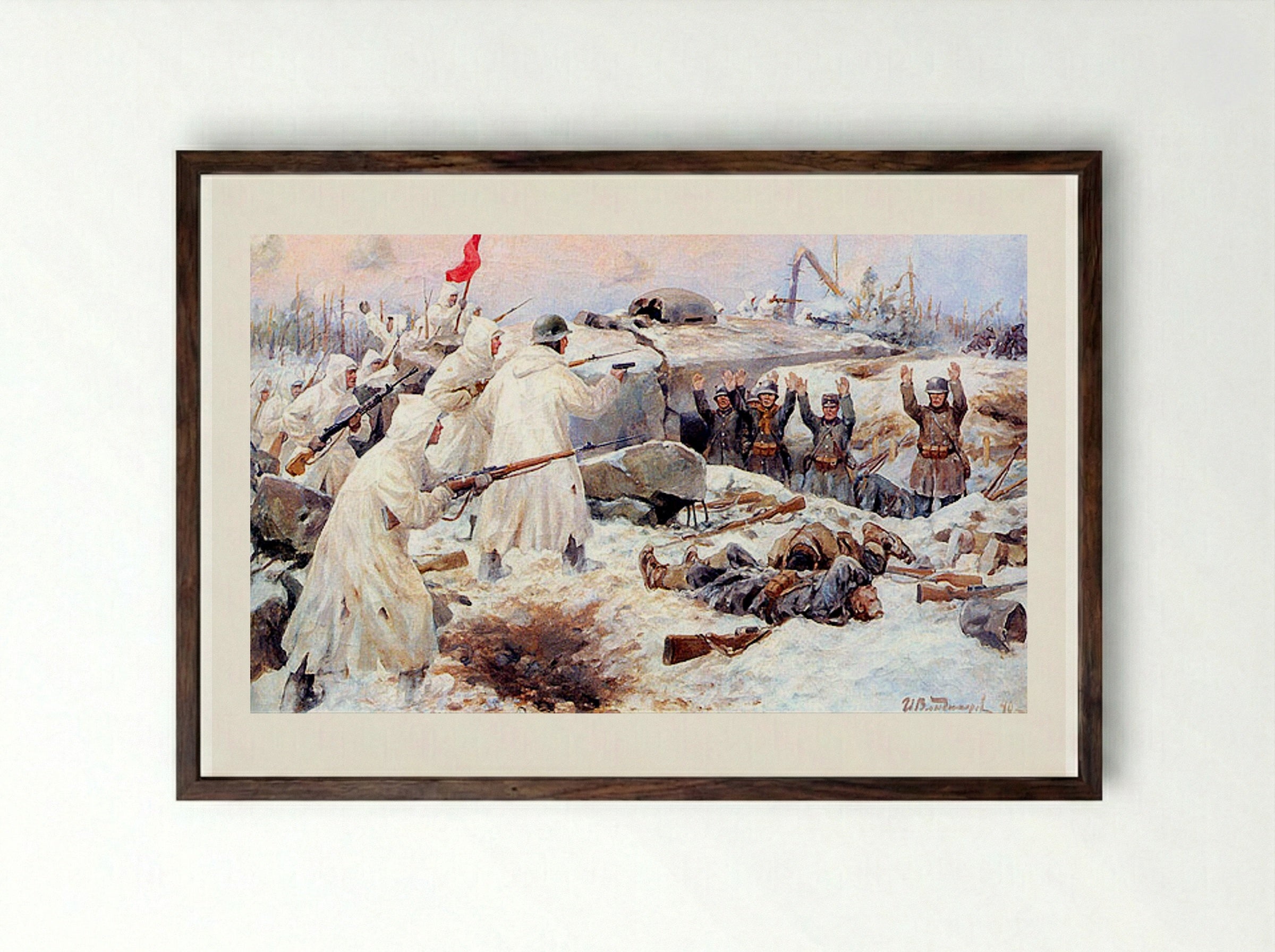 The Surrender of the Finns in 1940 - Ivan Vladimirov - Framed Print Dark Wood