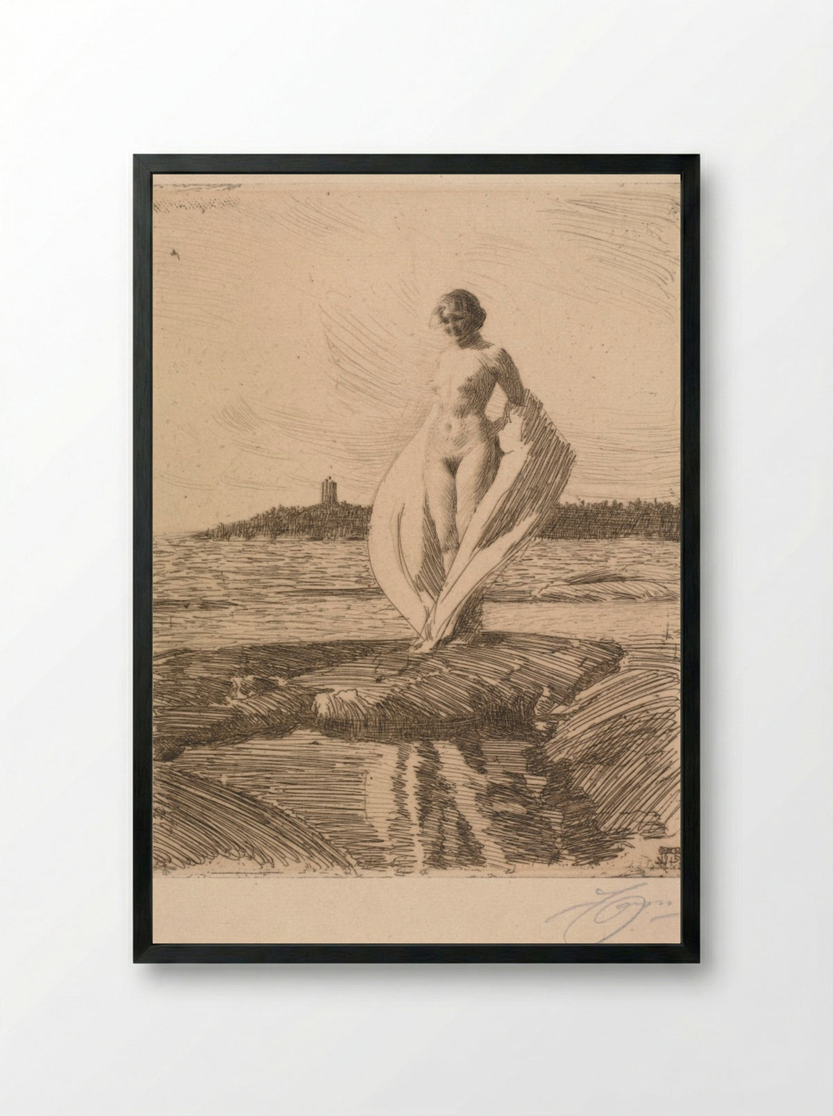 The Swan - Anders Zorn - Framed Print Black