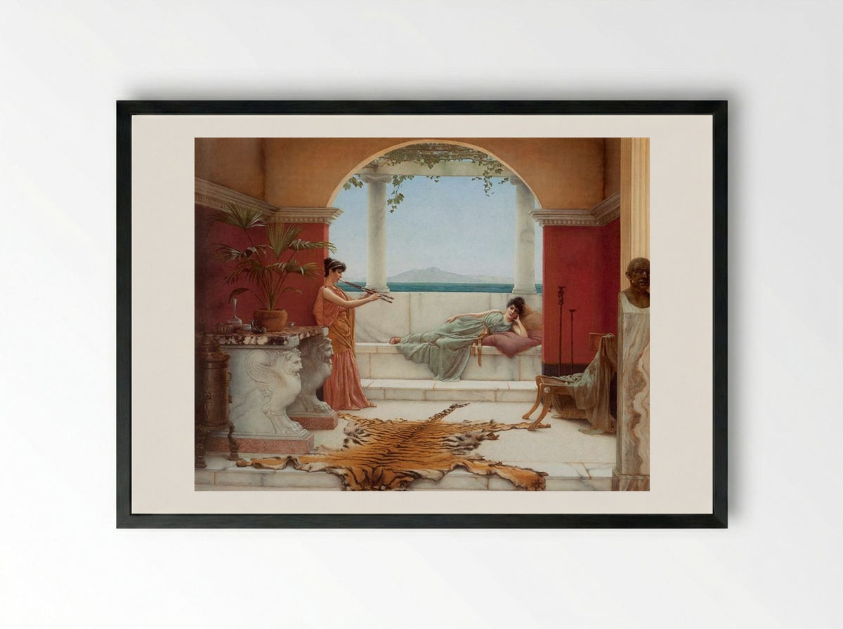 The Sweet Siesta of a Summer Day - John William Godward - Framed Print Black