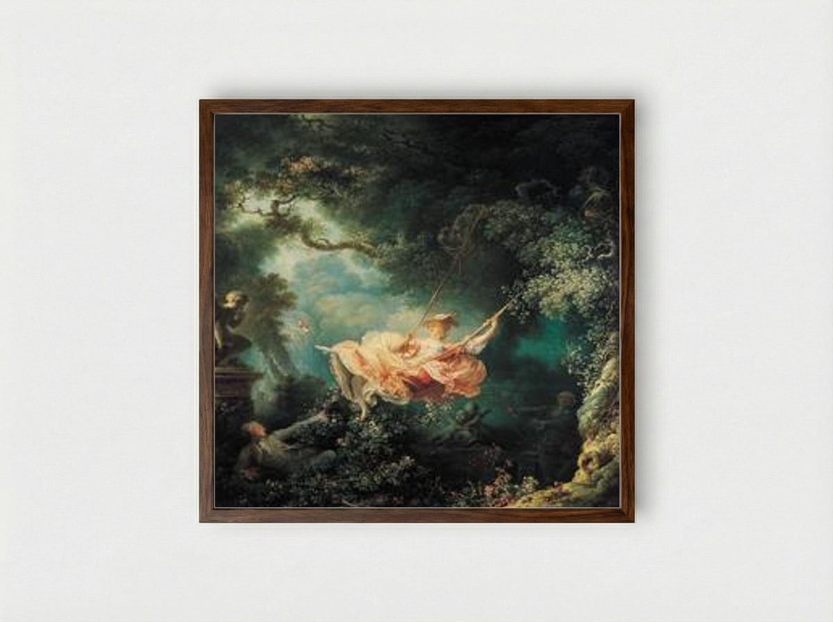 The Swing - Jean-Honore Fragonard - Framed Print Dark Wood