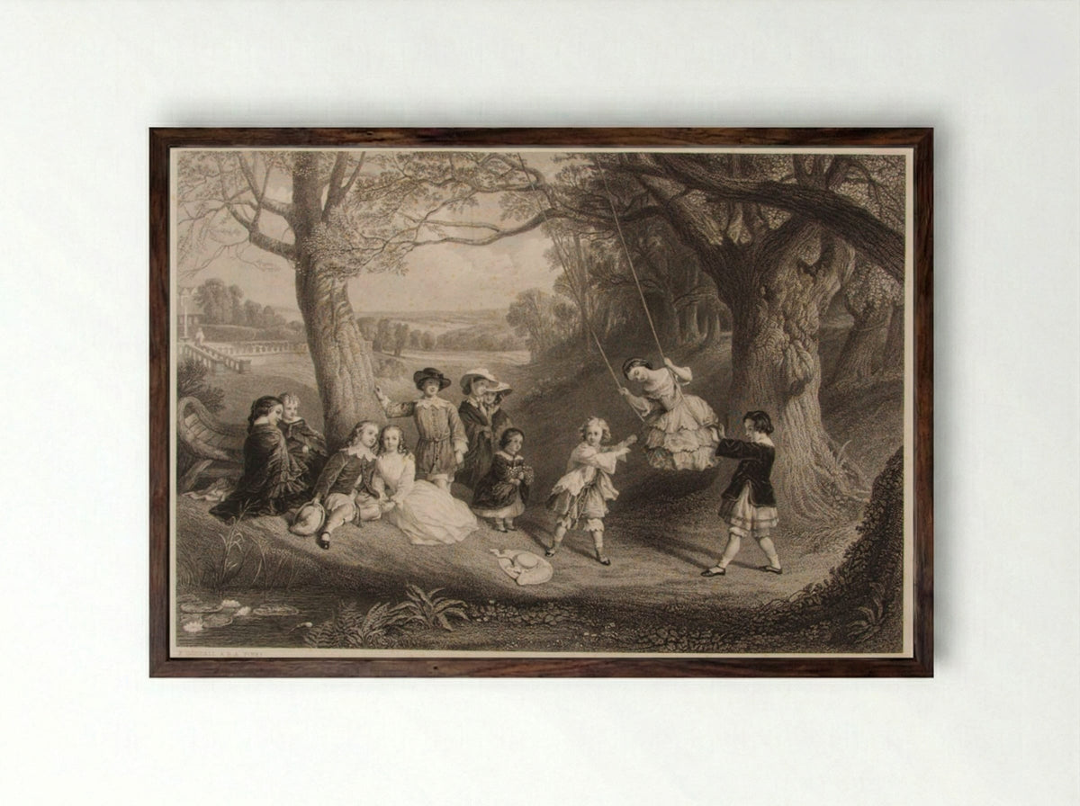 The Swing - Edward Goodall - Framed Print Dark Wood
