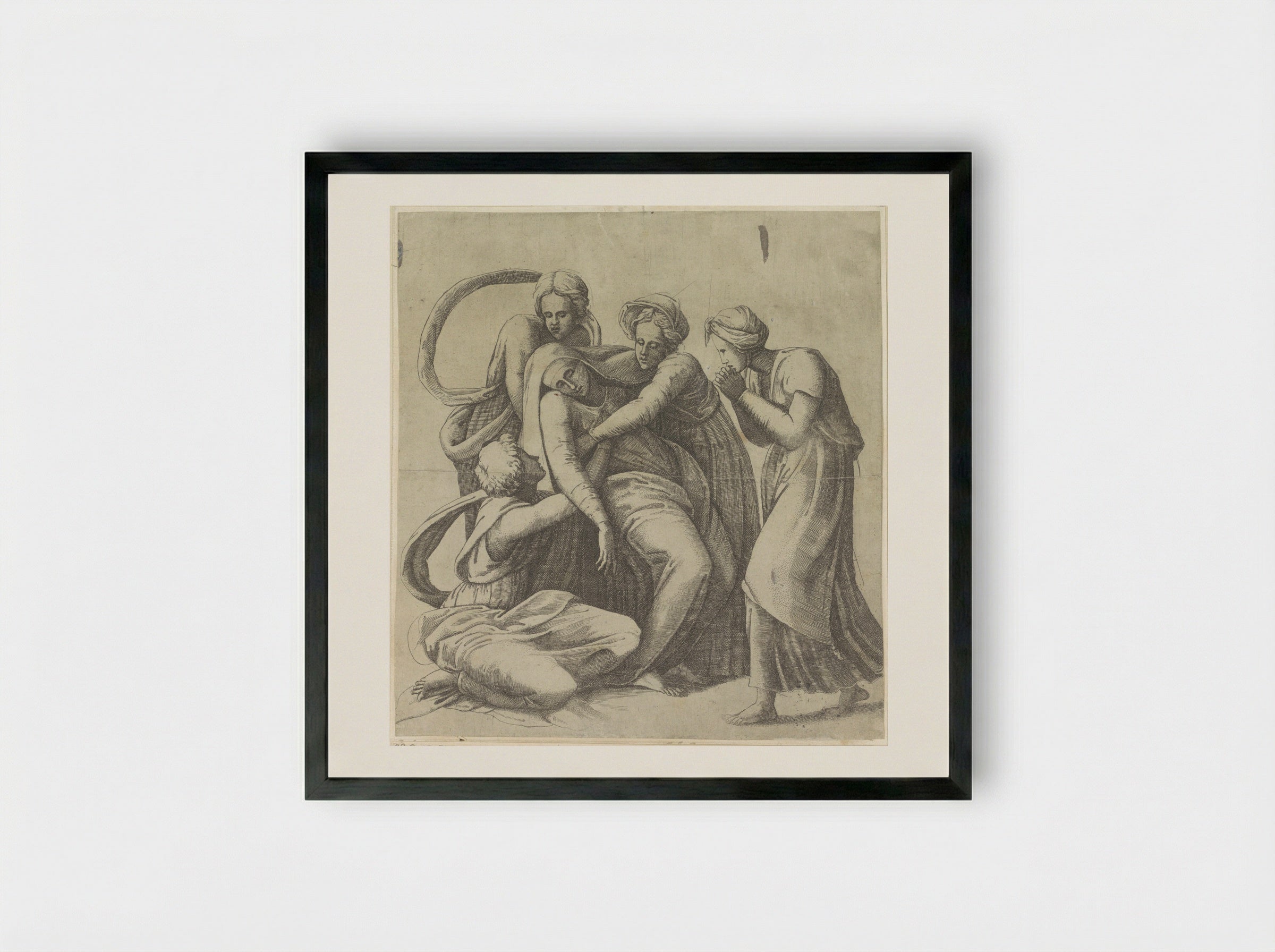 The Swooning of the Virgin - Giulio Bonasone - Framed Print Black