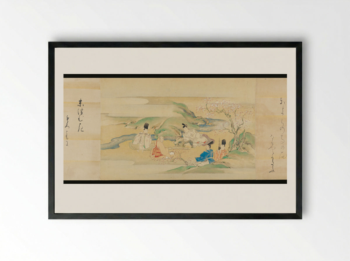 The Tale of Genji - Kaihō Yūsetsu - Framed Print Black