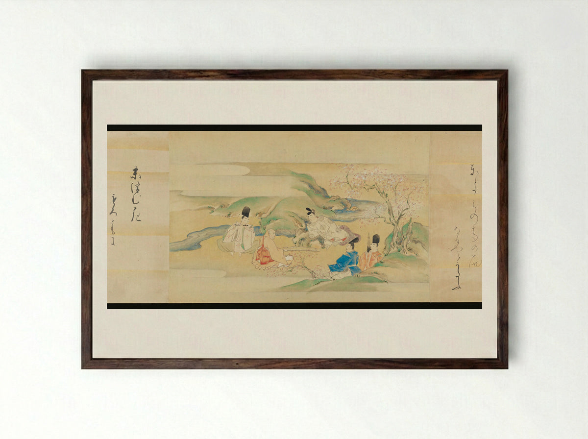 The Tale of Genji - Kaihō Yūsetsu - Framed Print Dark Wood