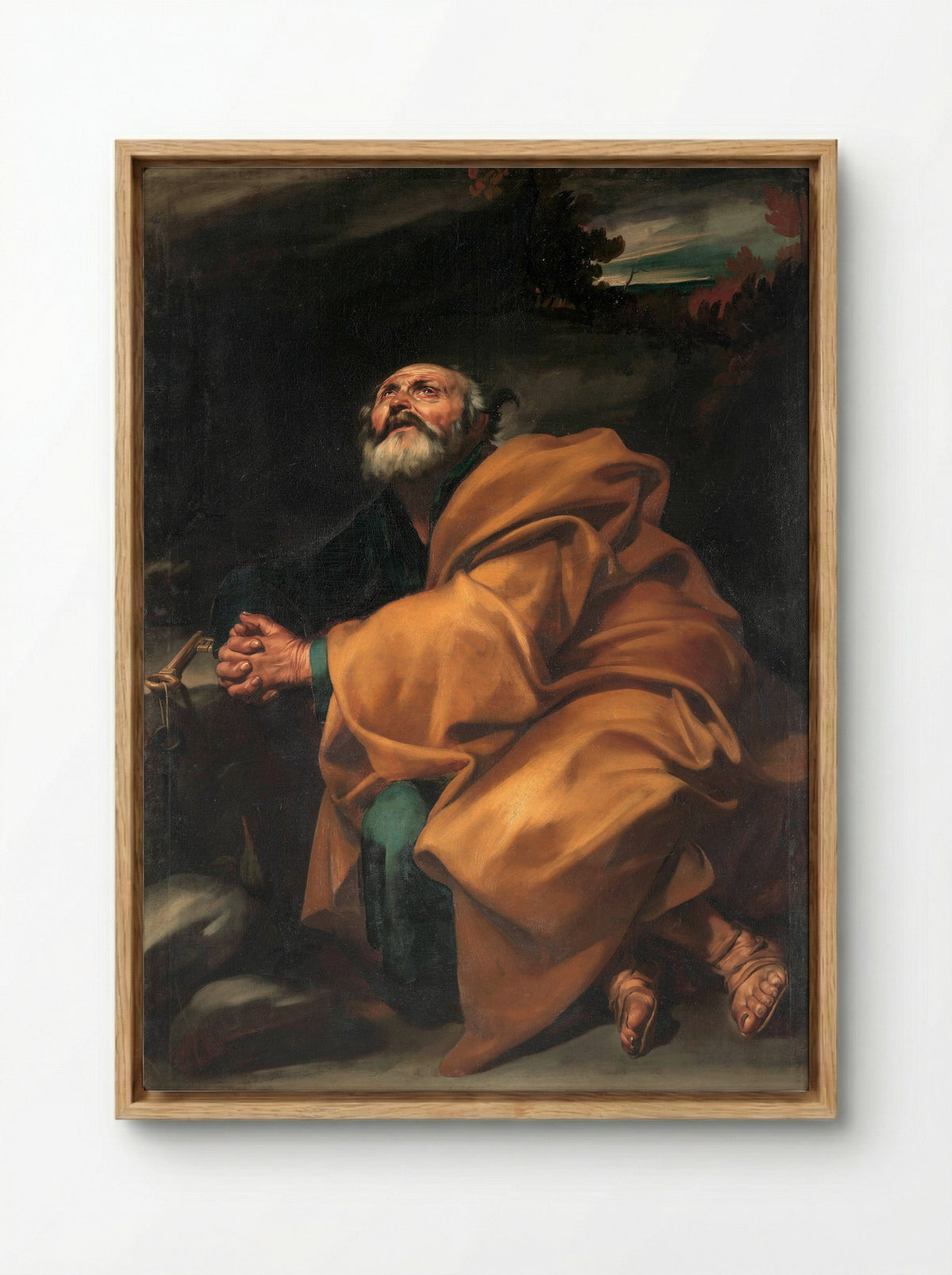 The Tears of Saint Peter - Jusepe de Ribera - Framed Canvas Wood