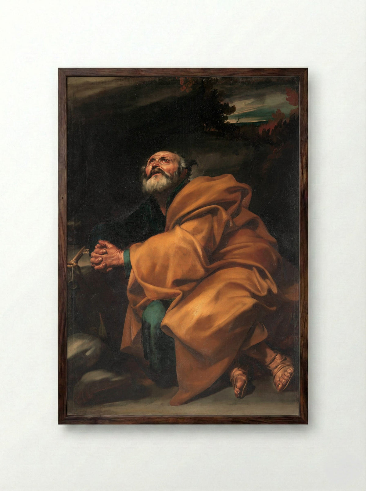 The Tears of Saint Peter - Jusepe de Ribera - Framed Print Dark Wood
