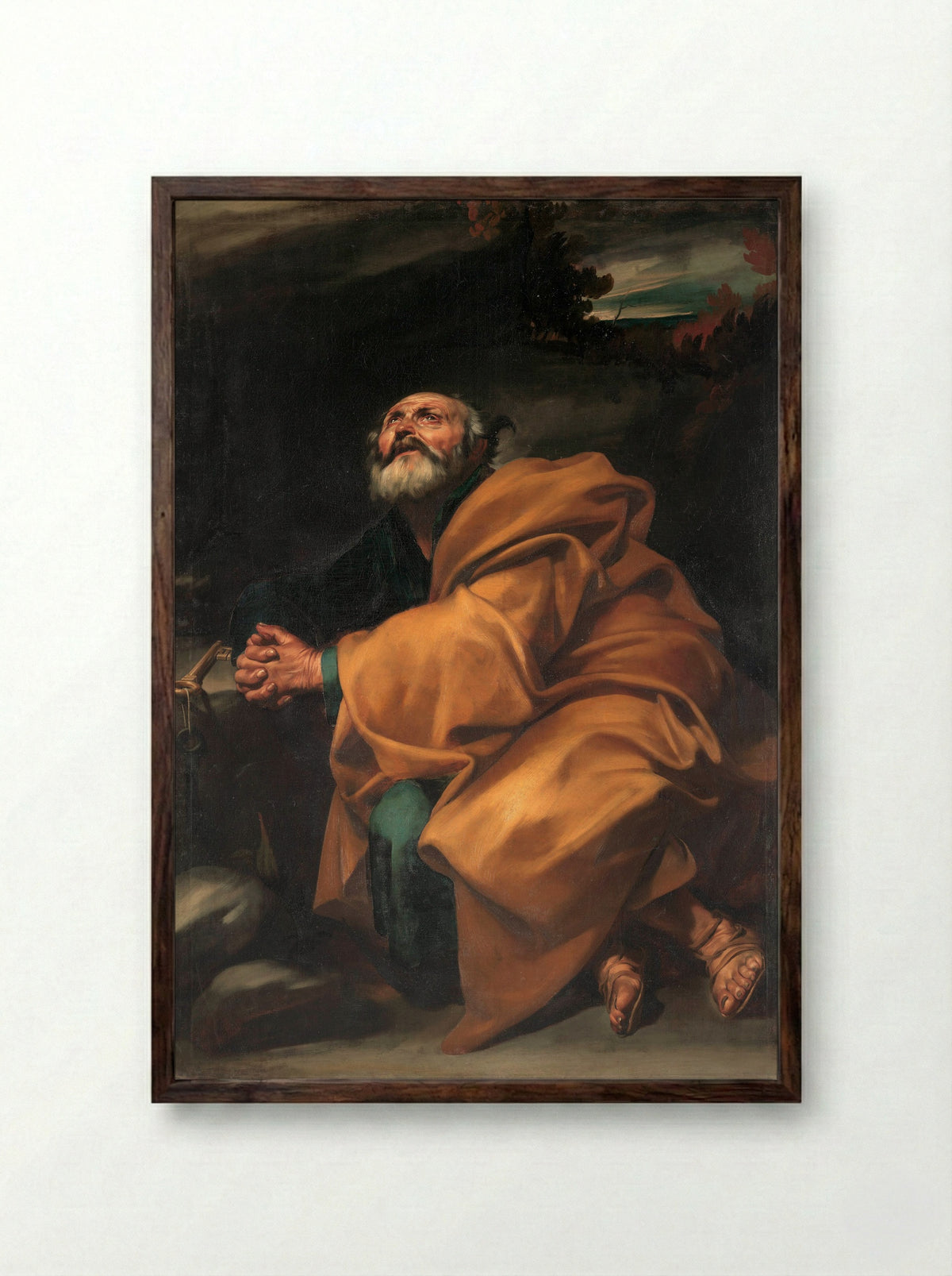 The Tears of Saint Peter - Jusepe de Ribera - Framed Print Dark Wood