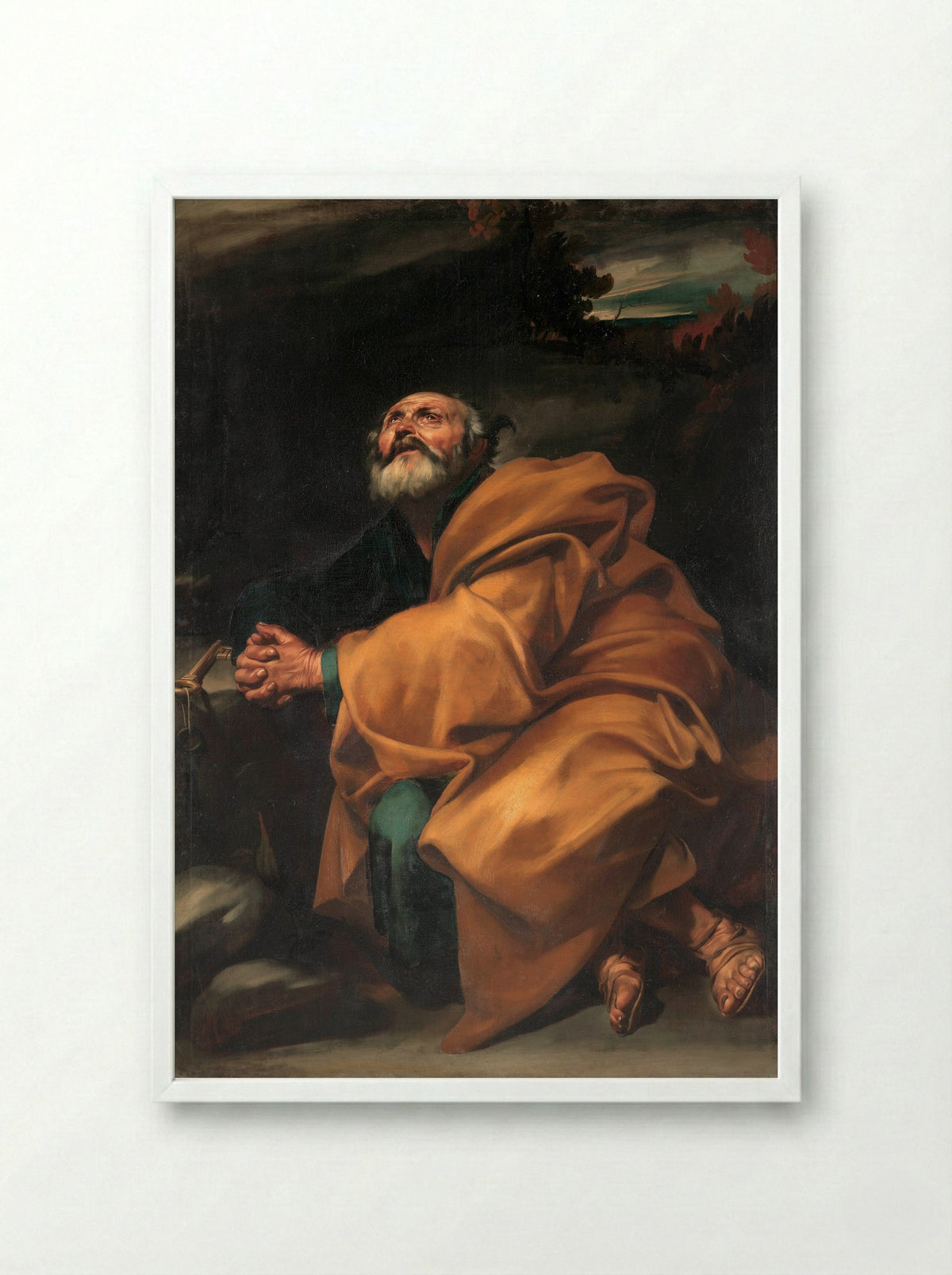 The Tears of Saint Peter - Jusepe de Ribera - Framed Print White