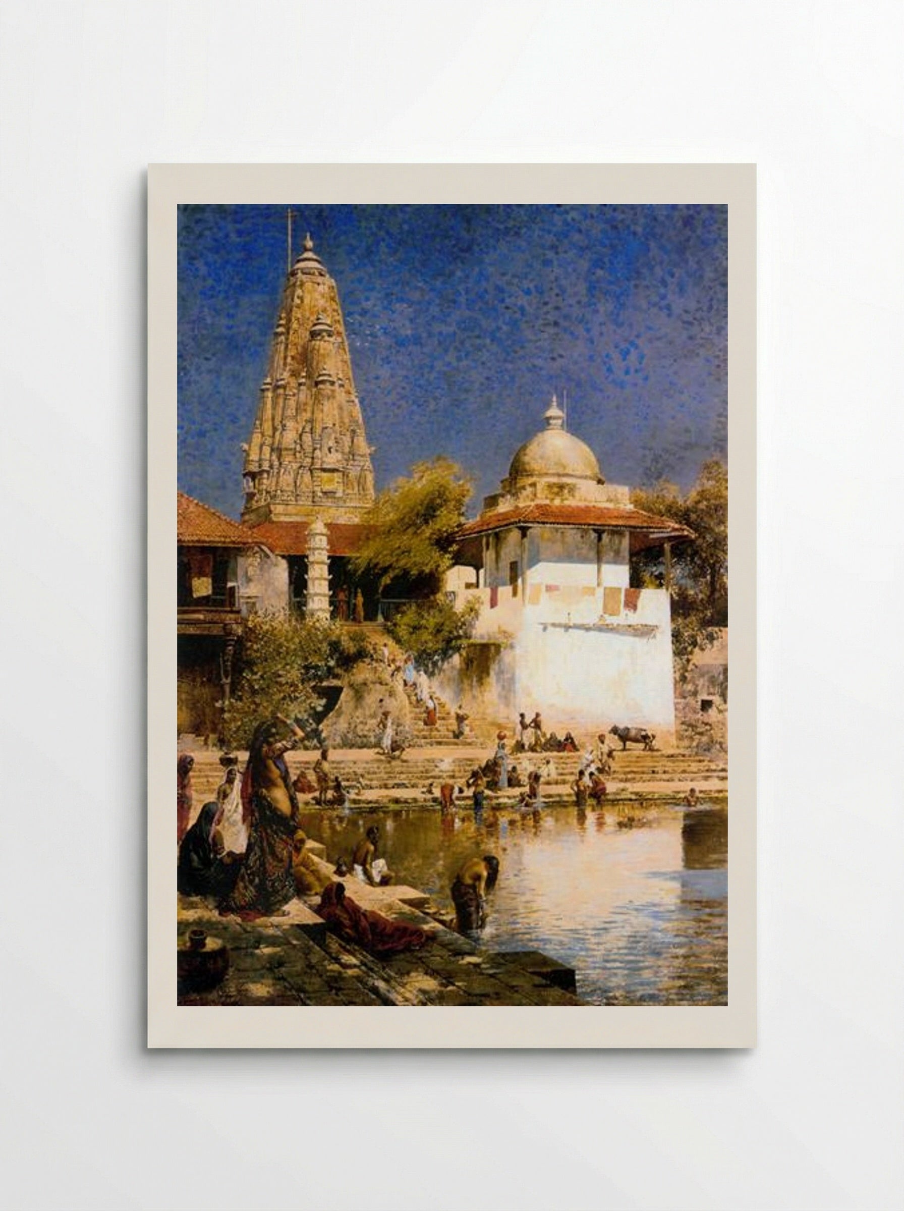 The Temple and Tank of Walkeschwar at Bombay - Edwin Lord Weeks - Poster