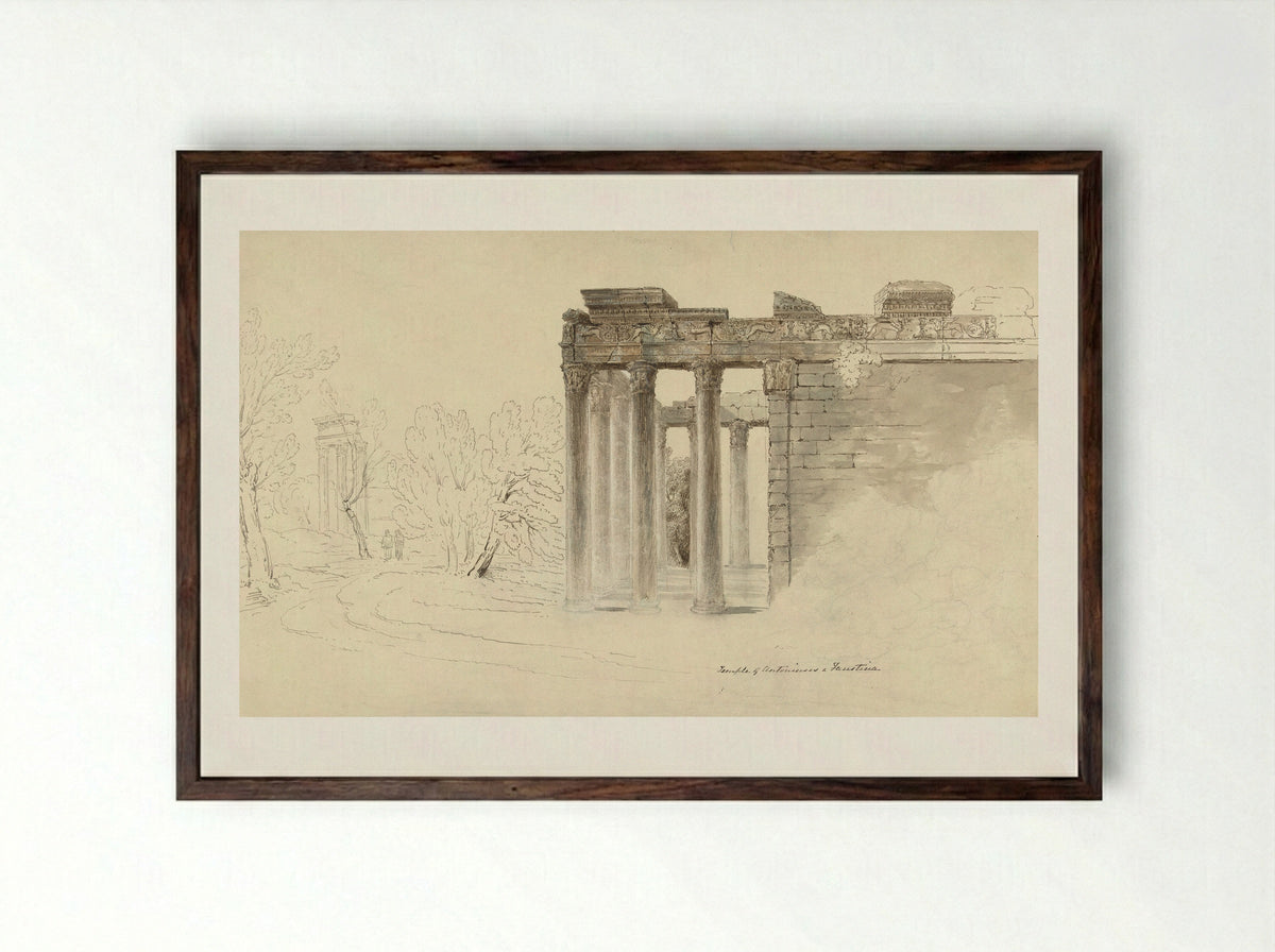 The Temple of Antoninus and Faustina, Rome - Hugh William Williams - Framed Print Dark Wood
