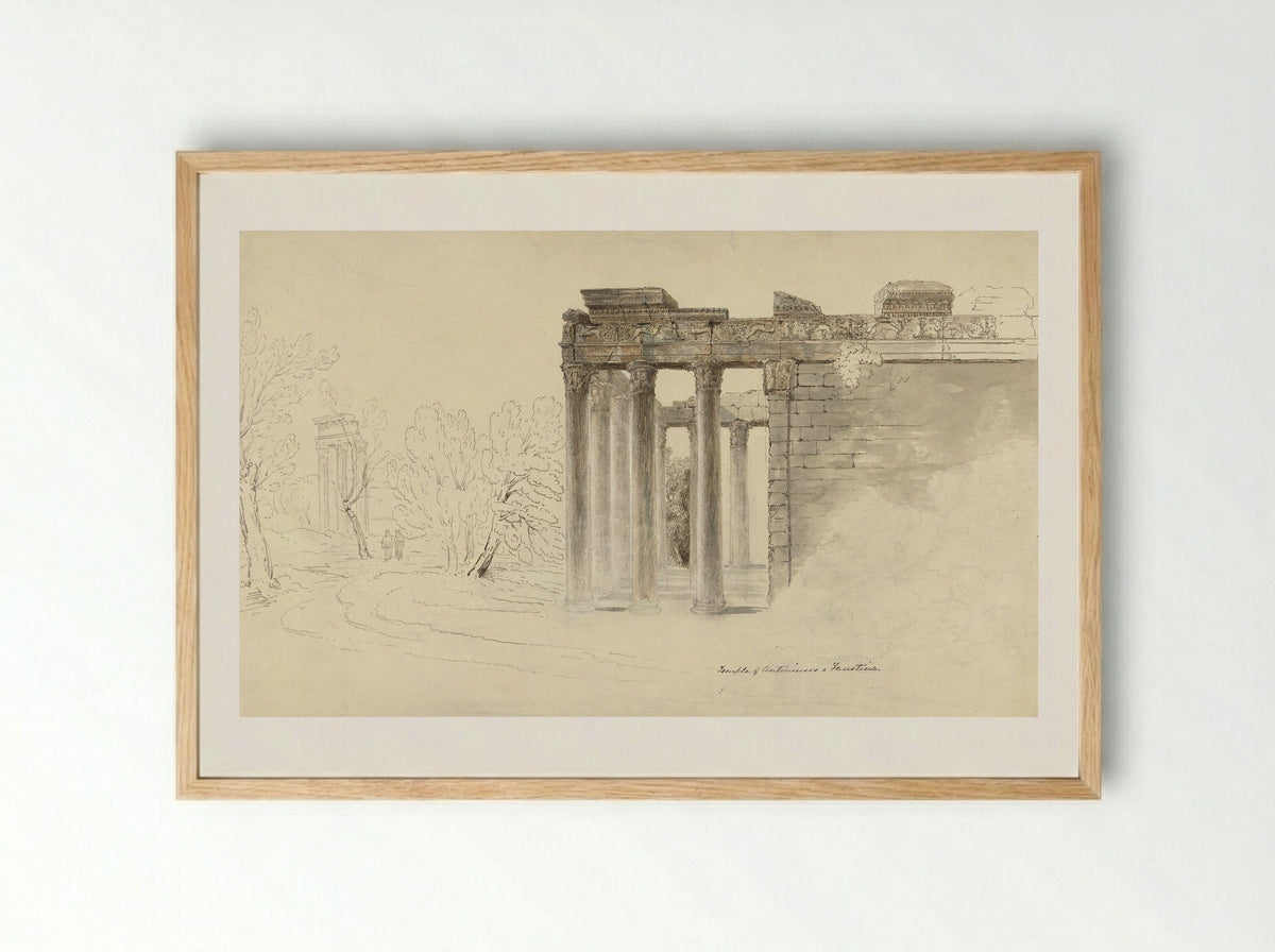 The Temple of Antoninus and Faustina, Rome - Hugh William Williams - Framed Print Wood