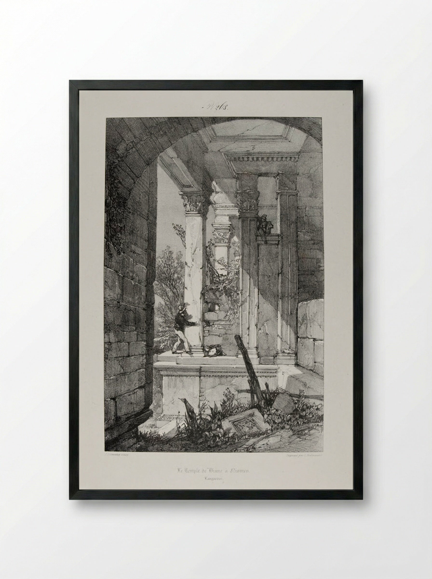 The Temple of Diana at Nîmes - James Duffield Harding - Framed Print Black