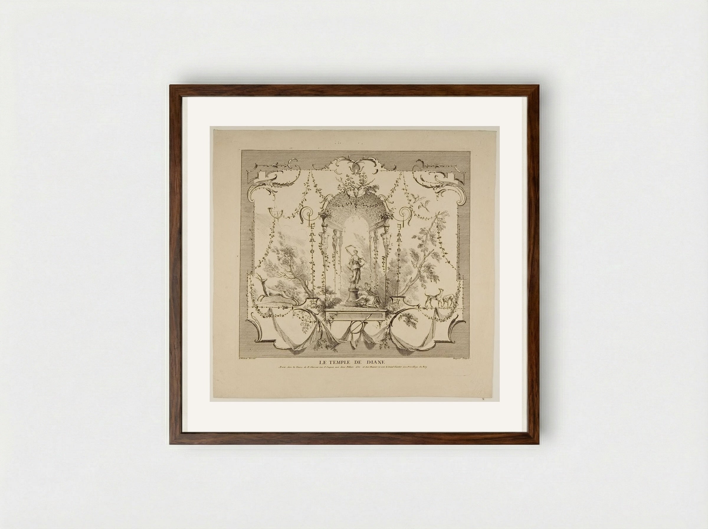 The Temple of Diane - Gabriel Huquier - Framed Print Dark Wood