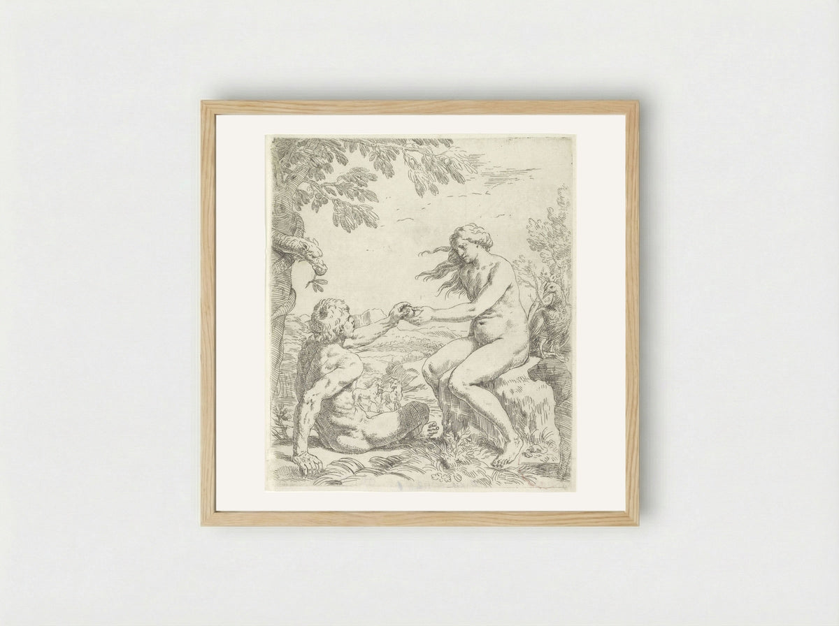 The Temptation of Adam - Simone Cantarini - Framed Print Wood