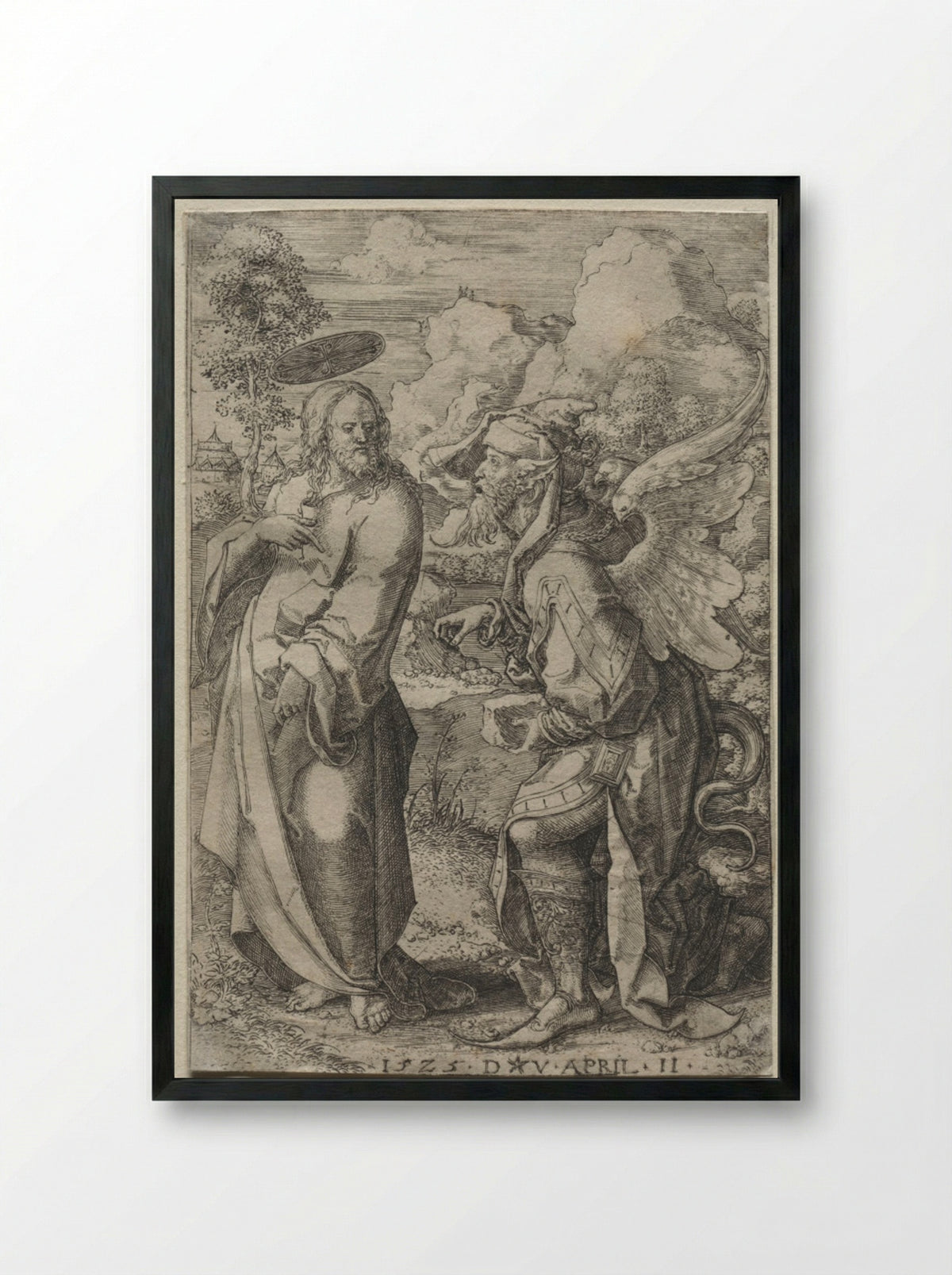 The Temptation of Christ - Dirk Vellert - Framed Print Black