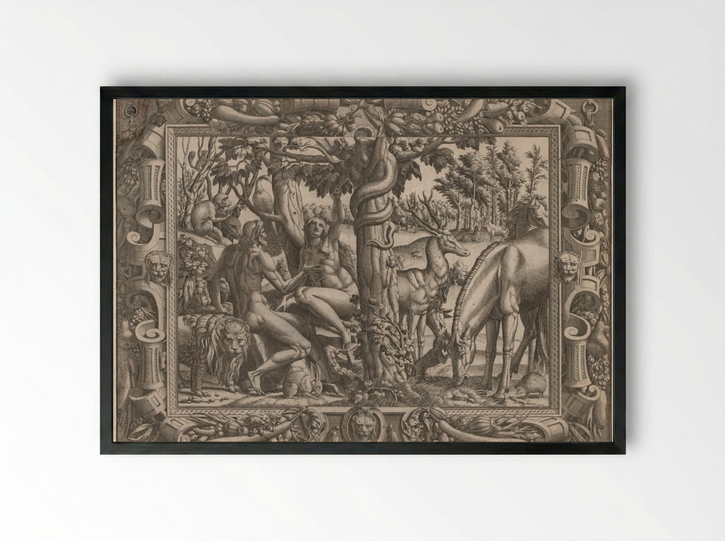 The Temptation of Eve - Jean Mignon - Framed Print Black
