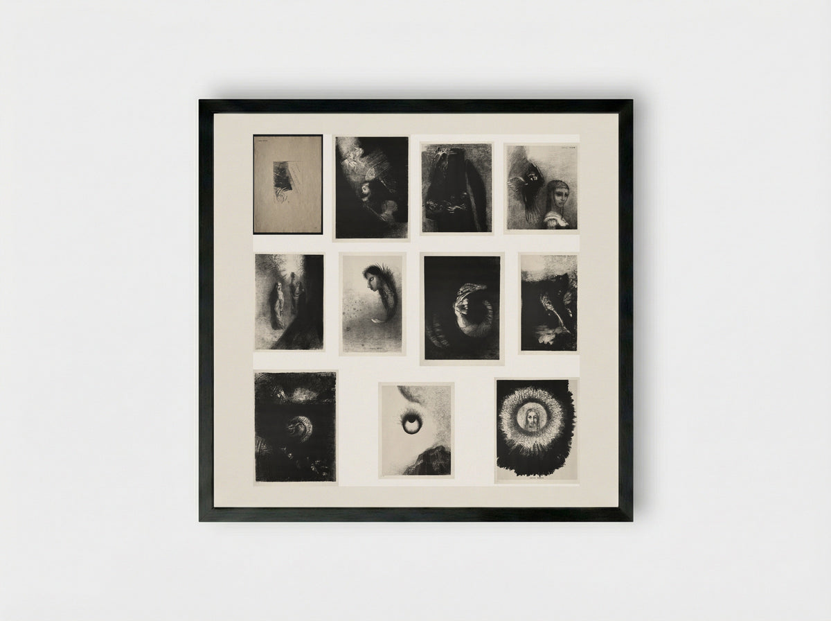 The Temptation of Saint Anthony (First Series) - Odilon Redon - Framed Print Black