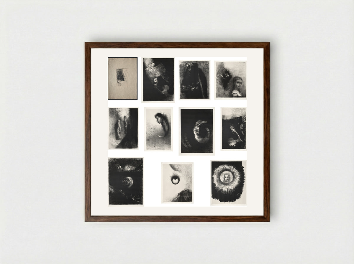 The Temptation of Saint Anthony (First Series) - Odilon Redon - Framed Print Dark Wood