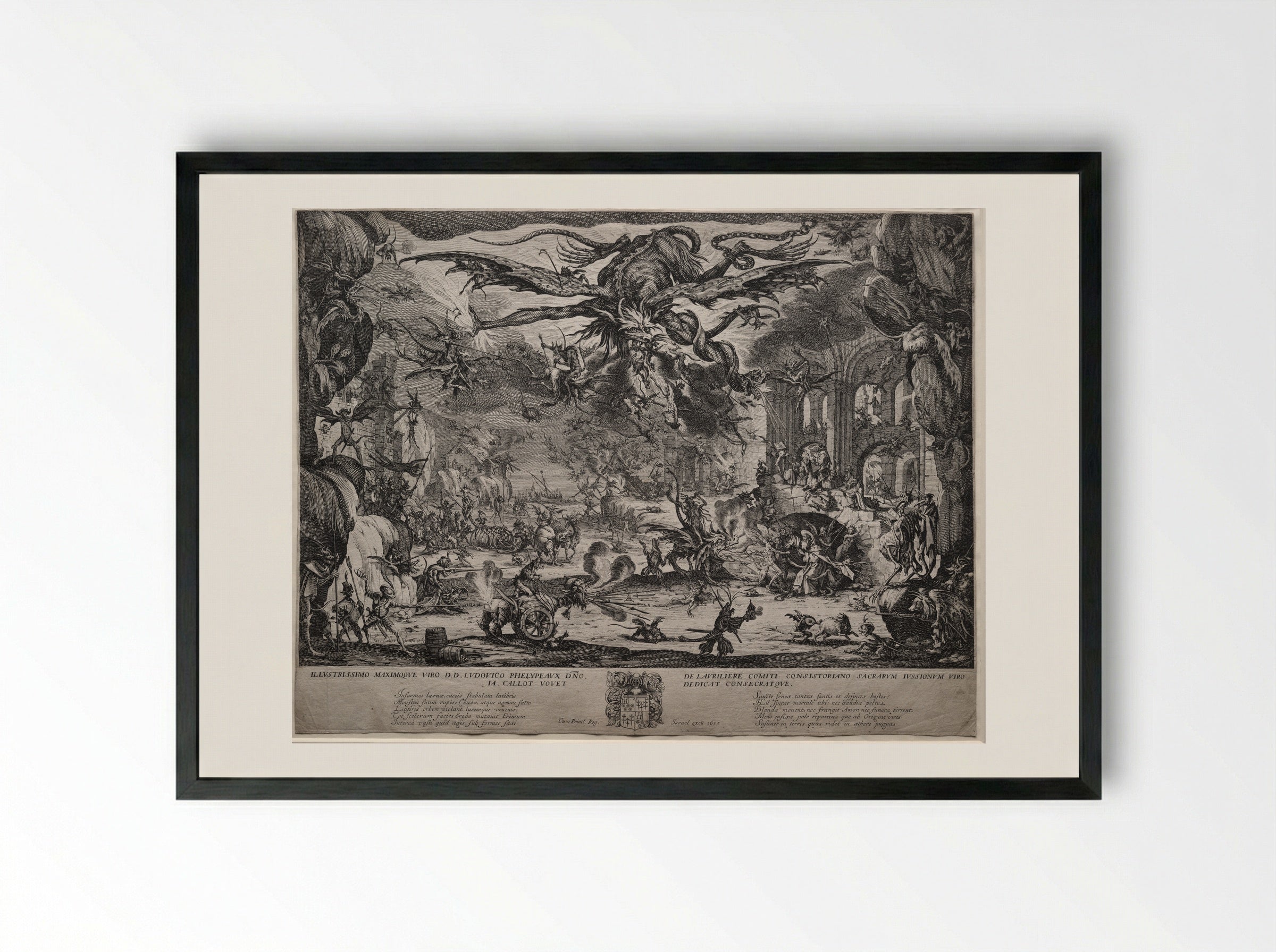 The Temptation of Saint Anthony - Jacques Callot - Framed Print Black