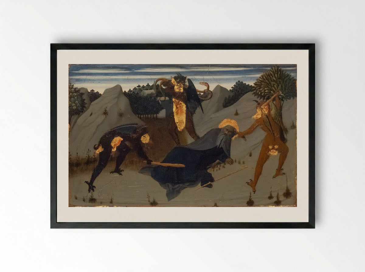 The Temptation of Saint Anthony - Sassetta (Stefano di Giovanni) - Framed Print Black