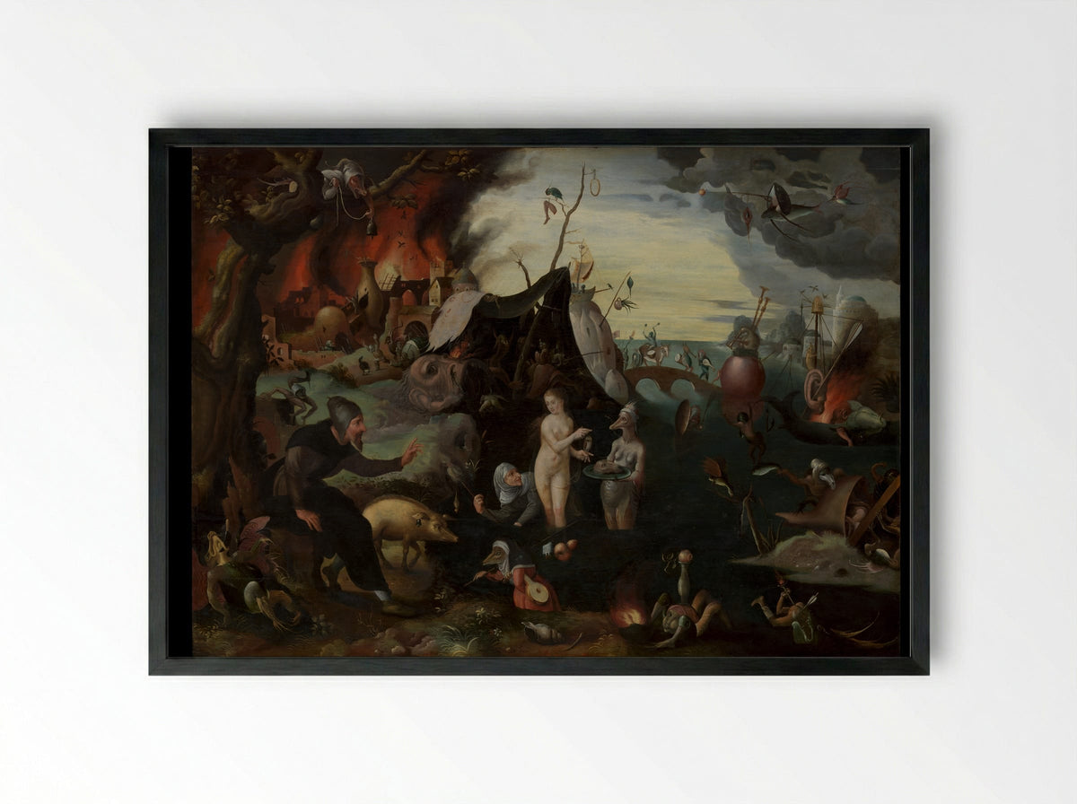 The Temptation of Saint Anthony - Pieter Huys - Framed Print Black