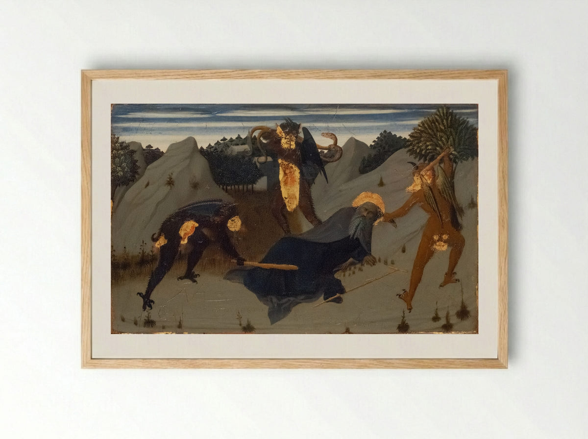 The Temptation of Saint Anthony - Sassetta (Stefano di Giovanni) - Framed Print Wood