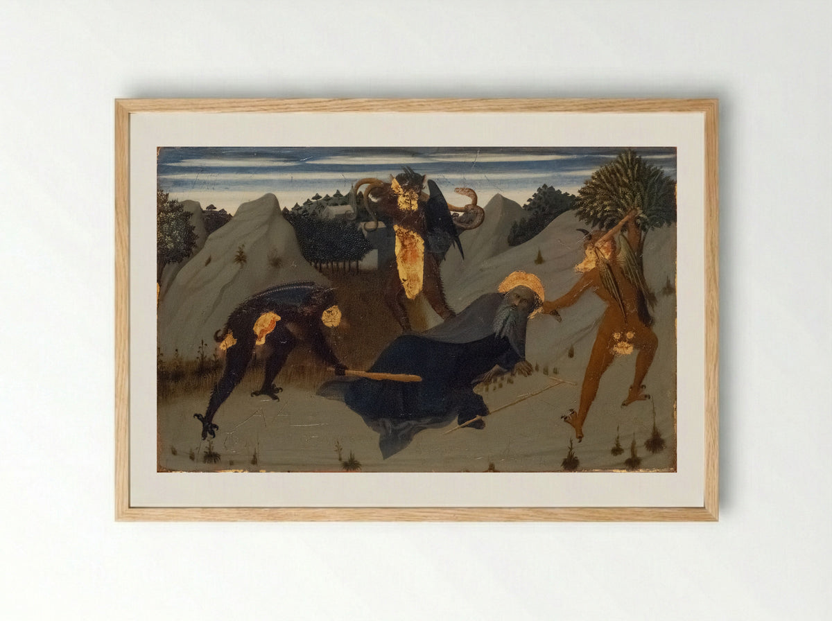 The Temptation of Saint Anthony - Sassetta (Stefano di Giovanni) - Framed Print Wood