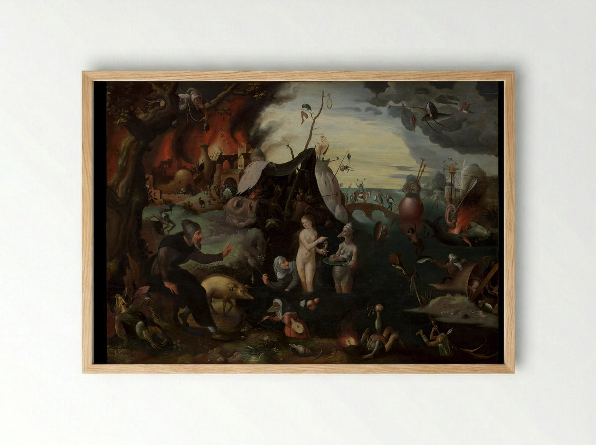 The Temptation of Saint Anthony - Pieter Huys - Framed Print Wood