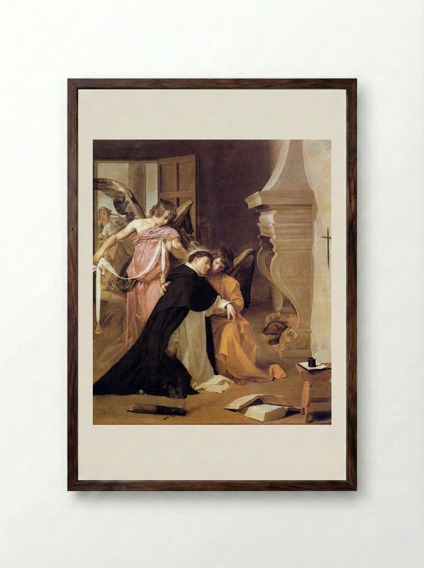 The Temptation of Saint Thomas Aquinas - Diego Velázquez - Framed Print Dark Wood