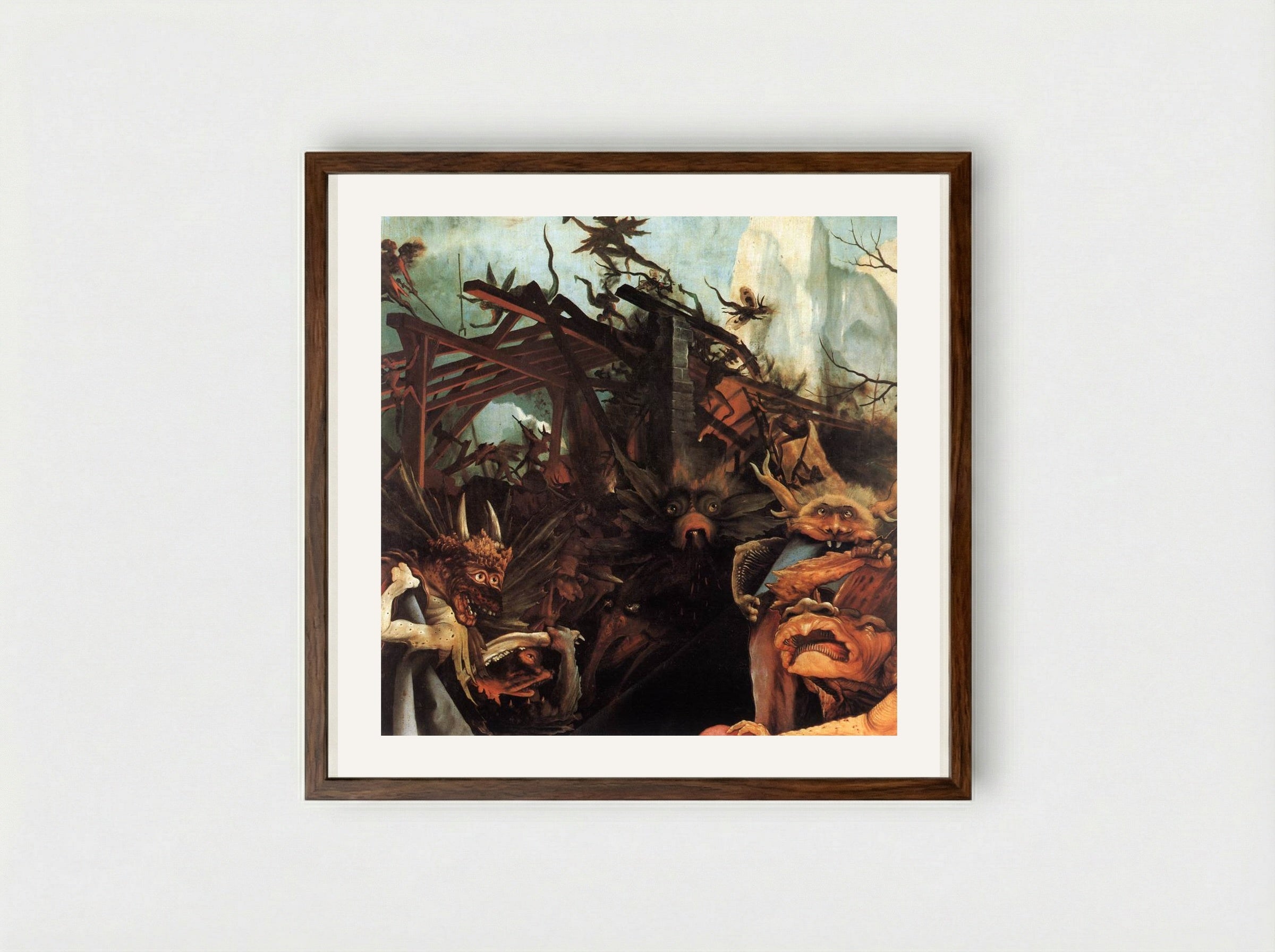 The Temptation of St. Anthony - Matthias Grünewald - Framed Print Dark Wood