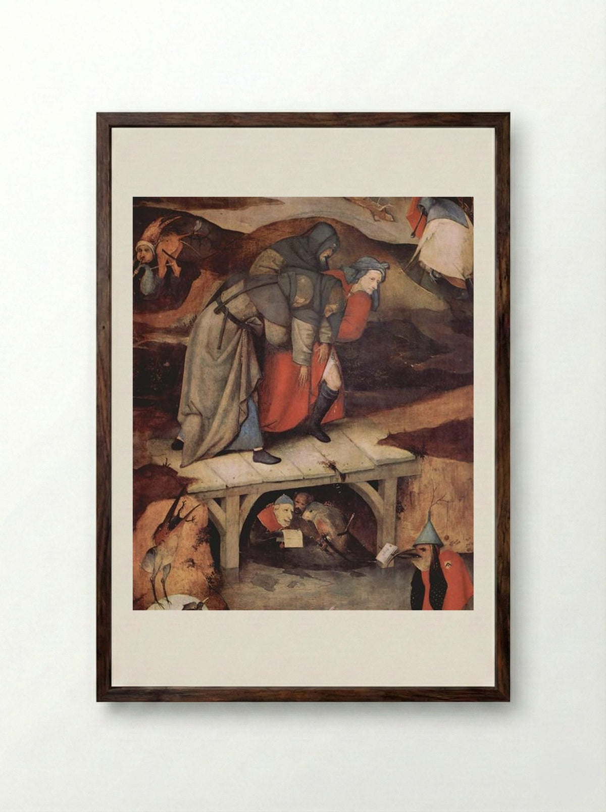 The Temptation of St. Anthony (detail) - Hieronymus Bosch - Framed Print Dark Wood